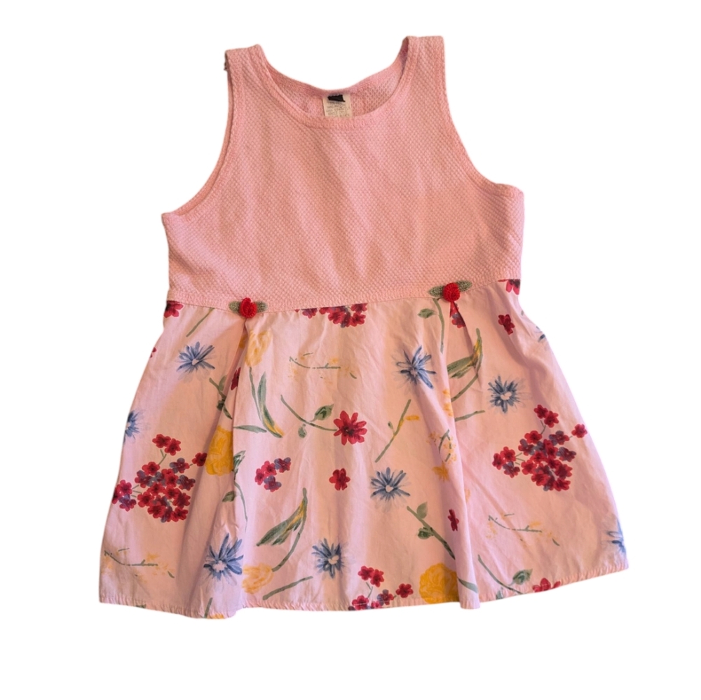 Vintage 90s Size 6 Pink Floral Kids Dress